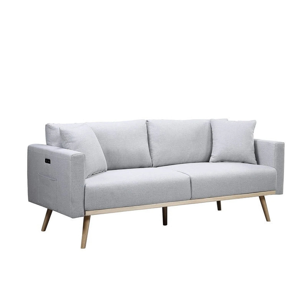 Light Gray Linen Fabric Sofa Loveseat Chair Set W375