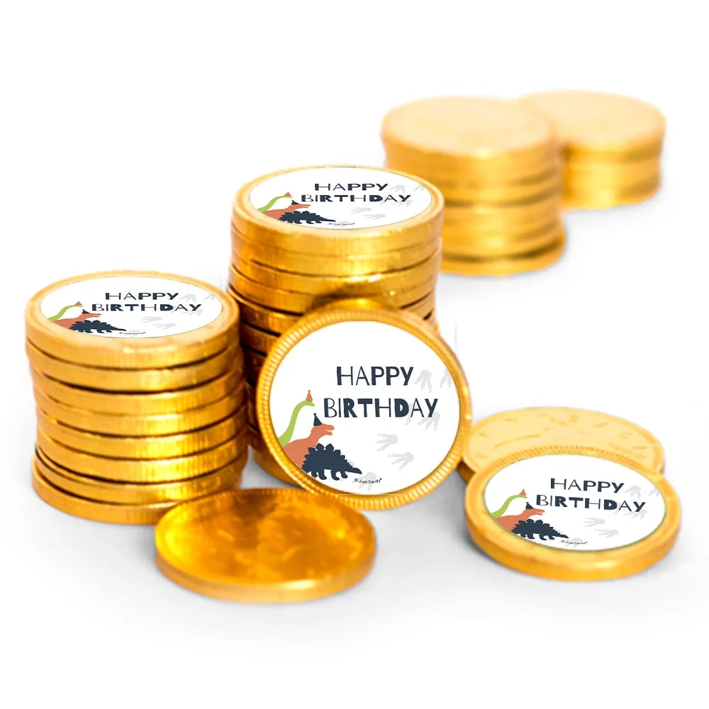 Dinosaur Birthday Candy Party Favors Chocolate Coins 84 Count Gold Foil H385162