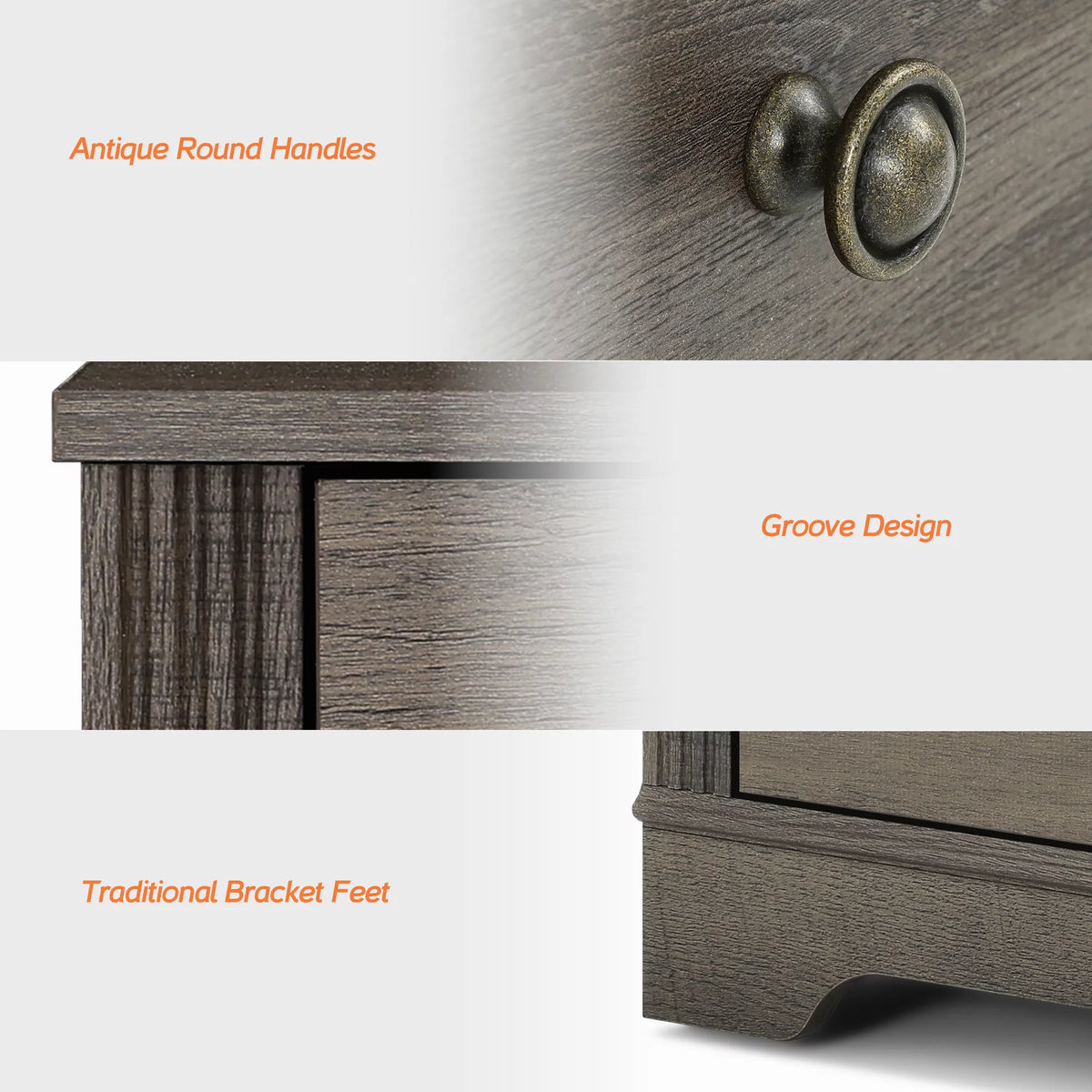 2 Drawer Grayish Brown Nightstand M9886