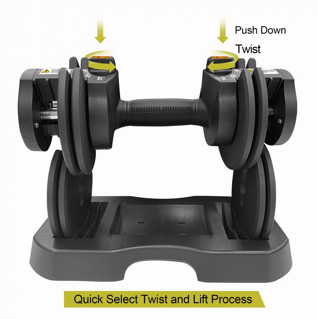 10-30lb Quick Select Adjustable Dumbbell Pair with Stand Y692