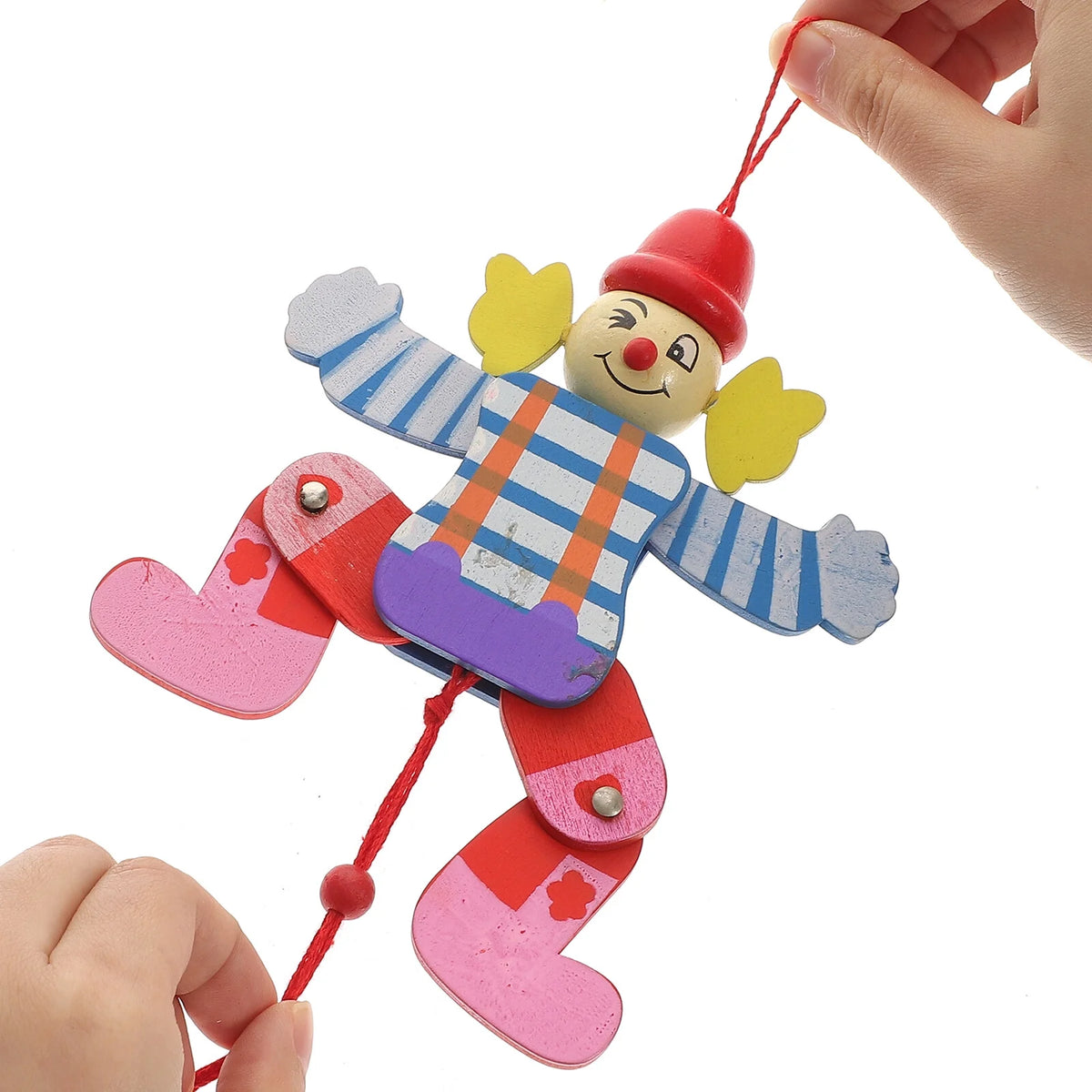 2Pcs Wood Clown Marionette Puppet Toy T68375