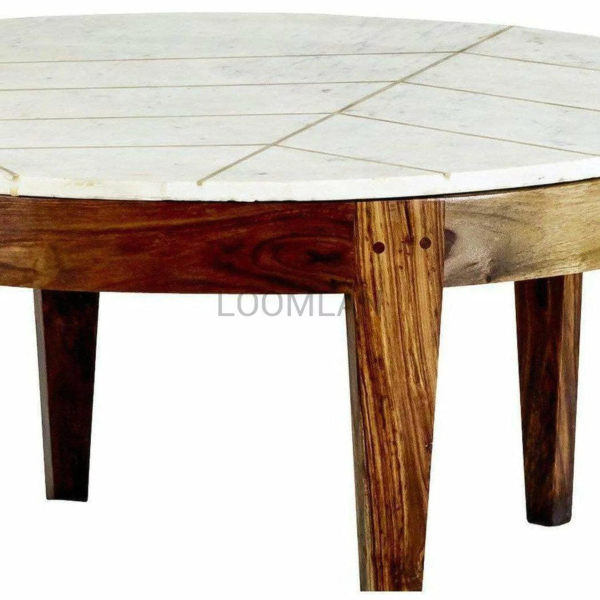 Round White Marble Top Gold Base End Side Table Y515073