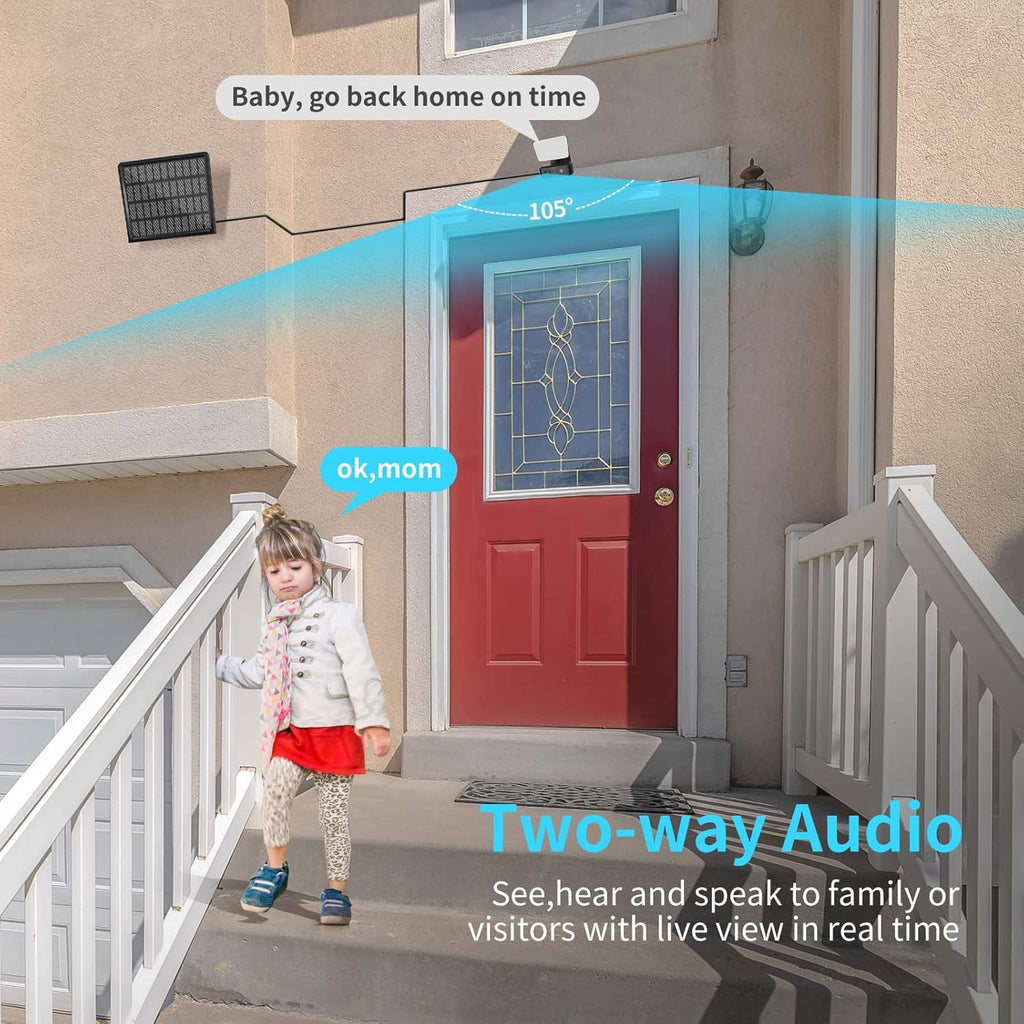 Solar Battery Powered Outdoor Security Camera with 2-Way Audio and Motion Siren Alarm V591