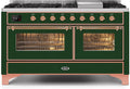 60 Dual Fuel Propane Gas Range Emerald Green Copper Trim I744