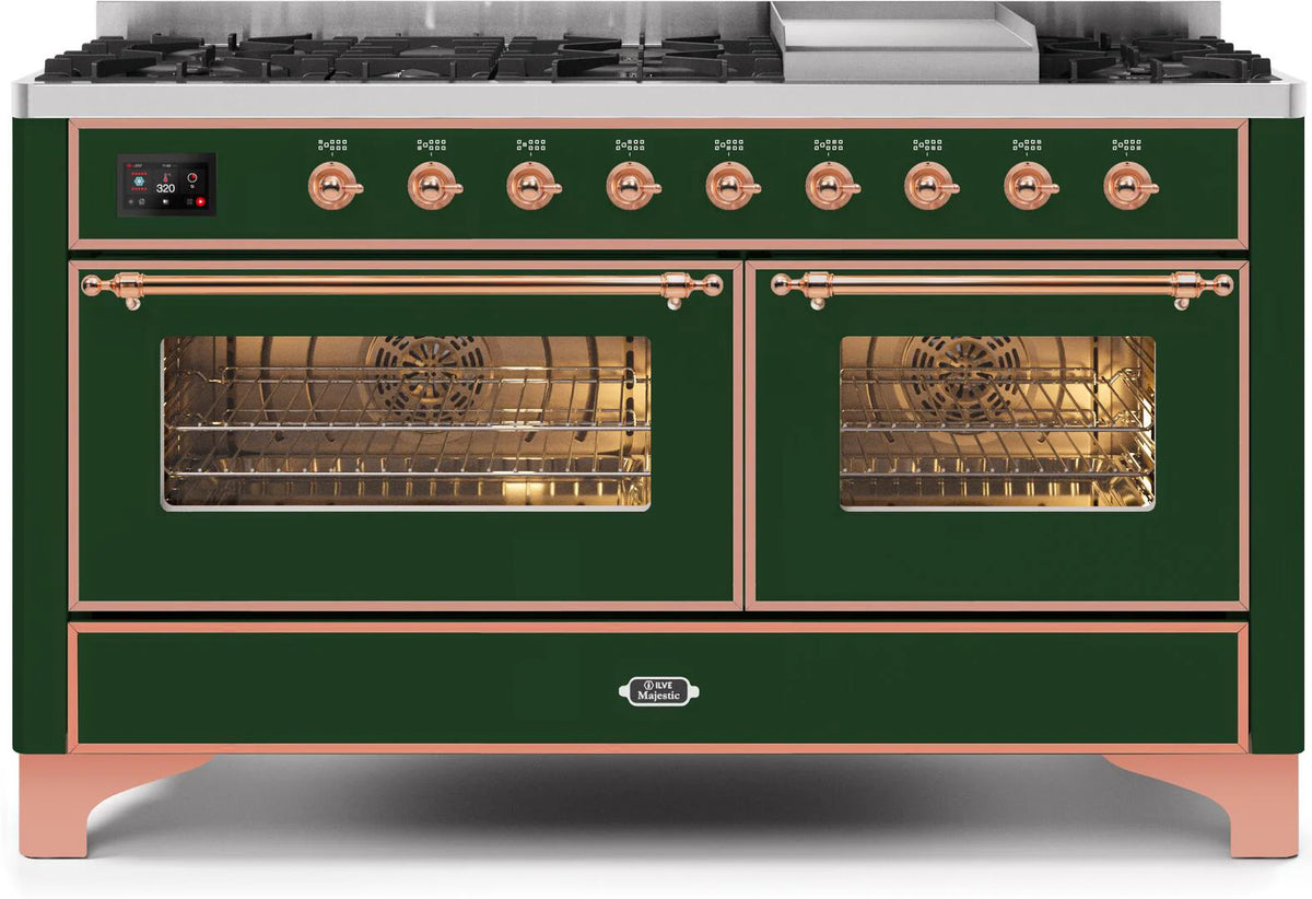 60 Dual Fuel Propane Gas Range Emerald Green Copper Trim I744