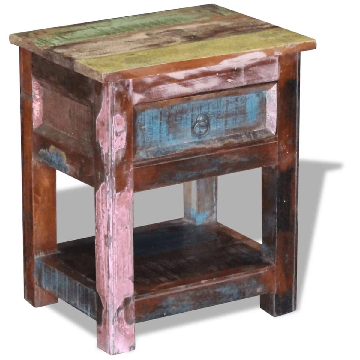 Side Table with 1 Drawer Solid Reclaimed Wood U48305