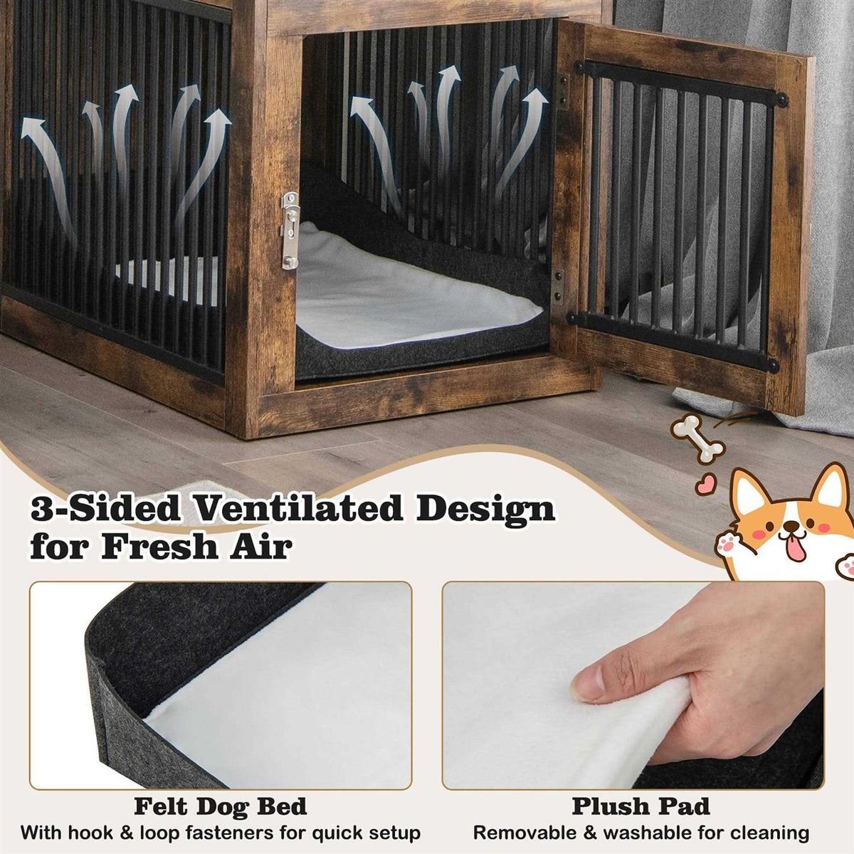 2-In-1 Dog Crate Side End Table with Drawer U52746
