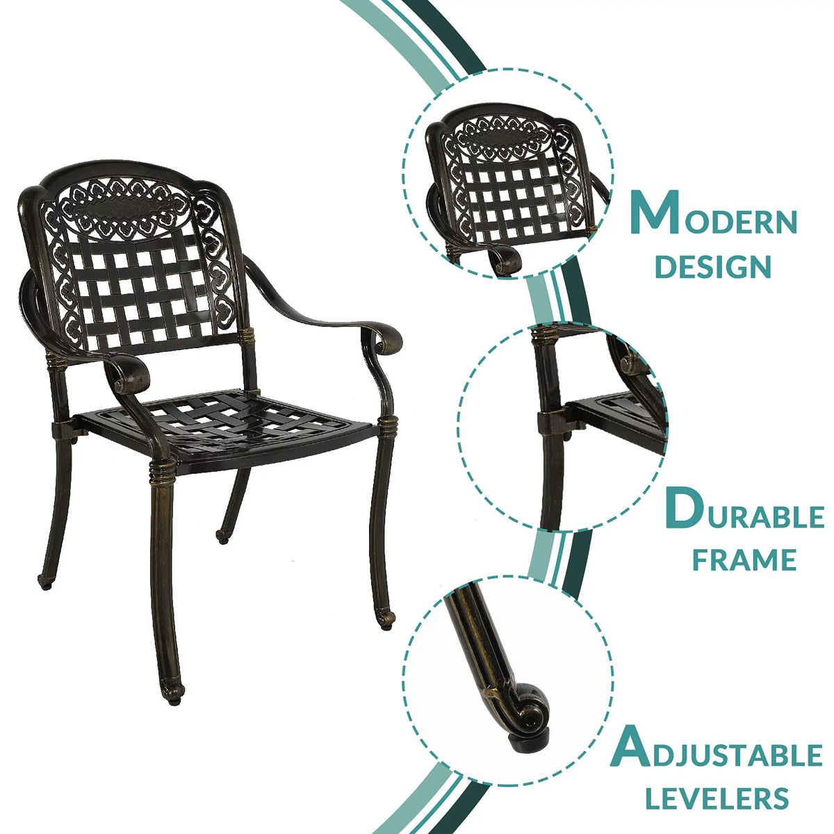 5 Piece All-Weather Cast Aluminum Patio Dining Set Y896843
