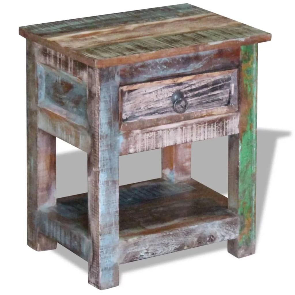 Side Table with 1 Drawer Solid Reclaimed Wood U48305