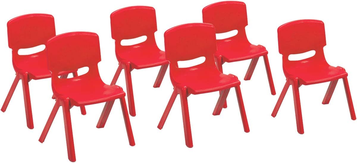 6 Pack Red Plastic Stackable Kids Chairs W1446
