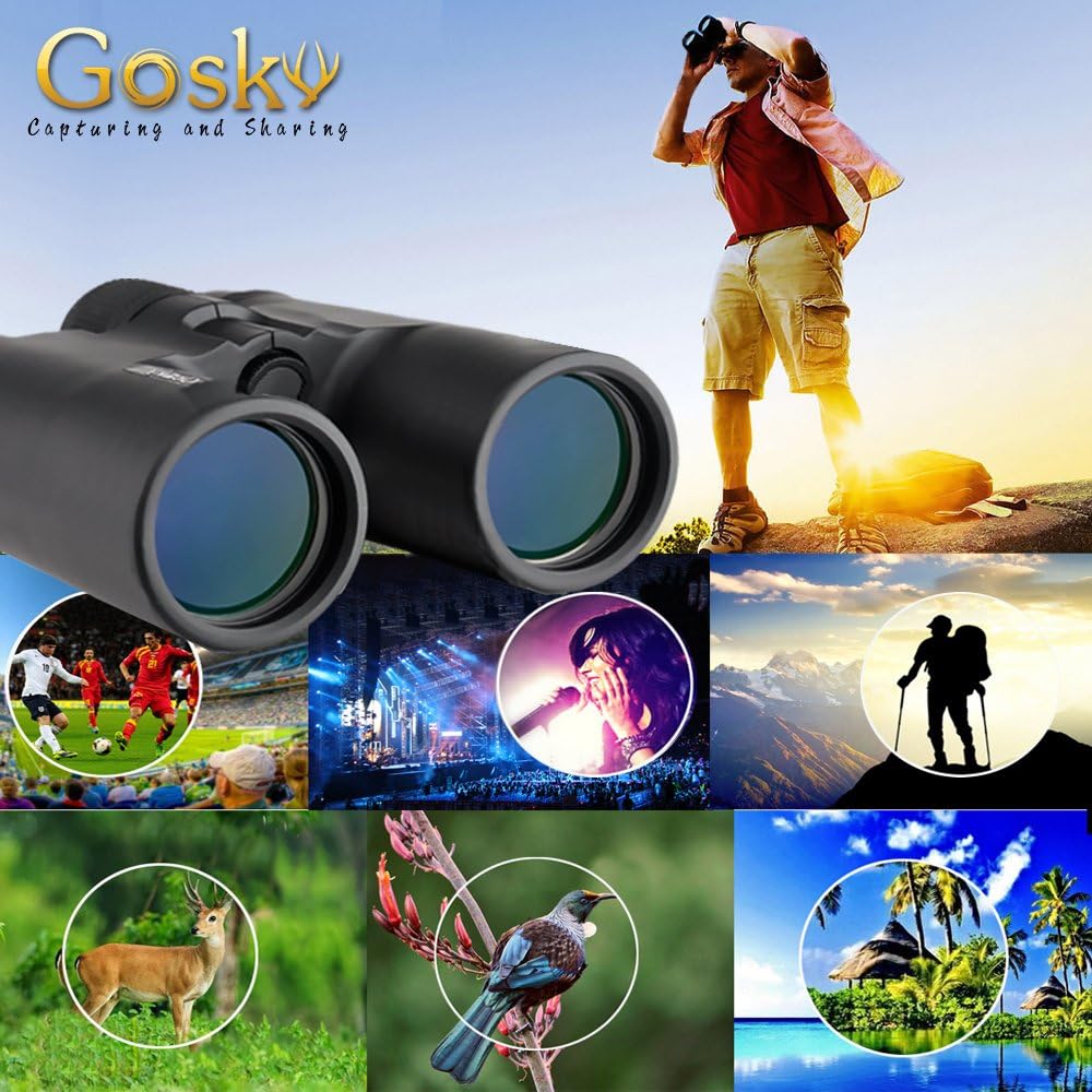 10x42 Roof Prism Binoculars with Phone Mount Strap Carrying Bag A5609