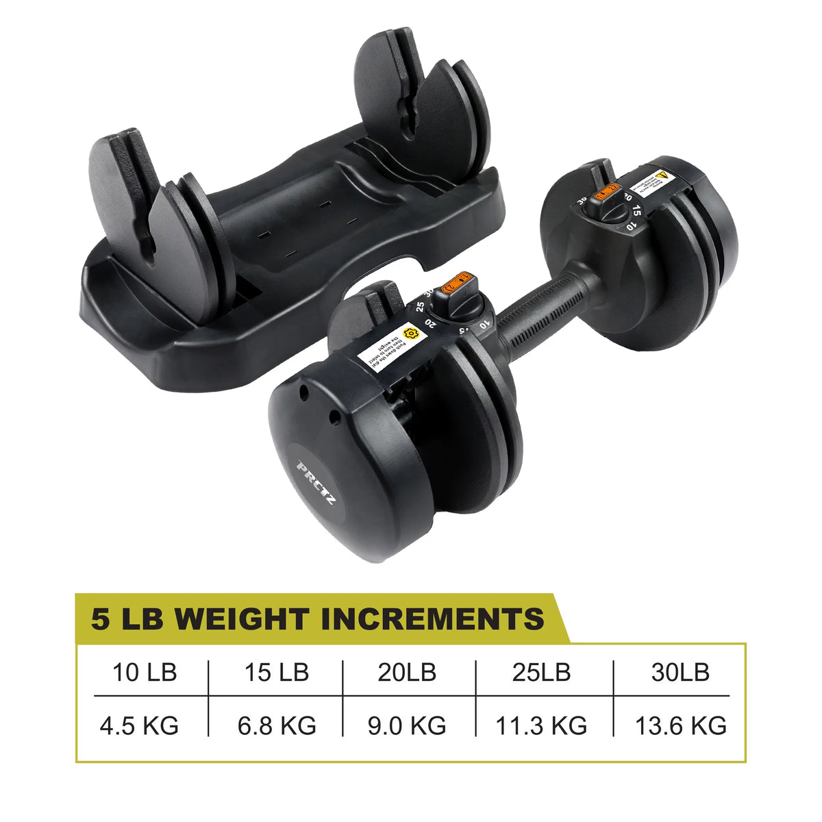 10-30lb Quick Select Adjustable Dumbbell Pair with Stand Y692
