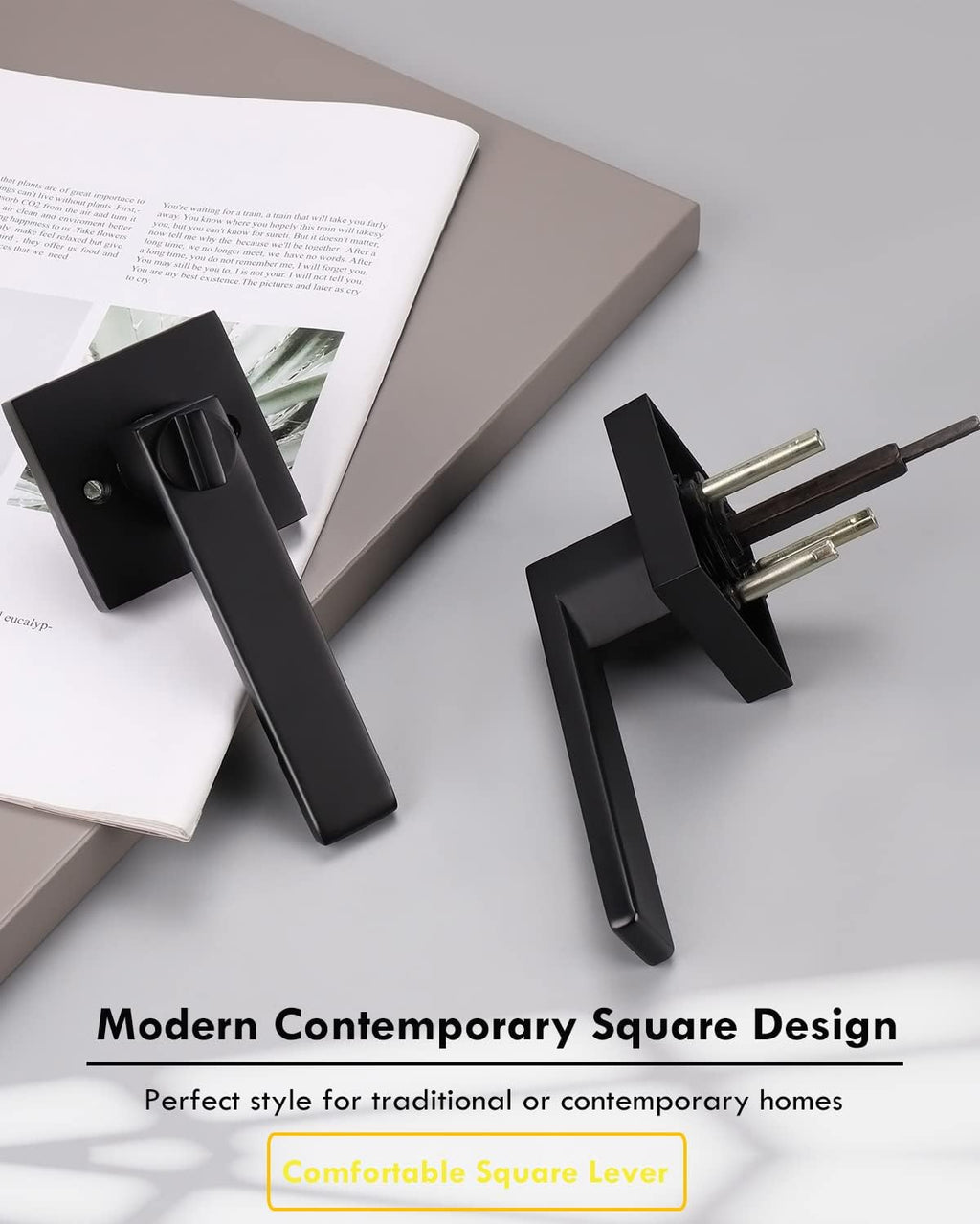 Matte Black Privacy Door Lever with Lock L7815