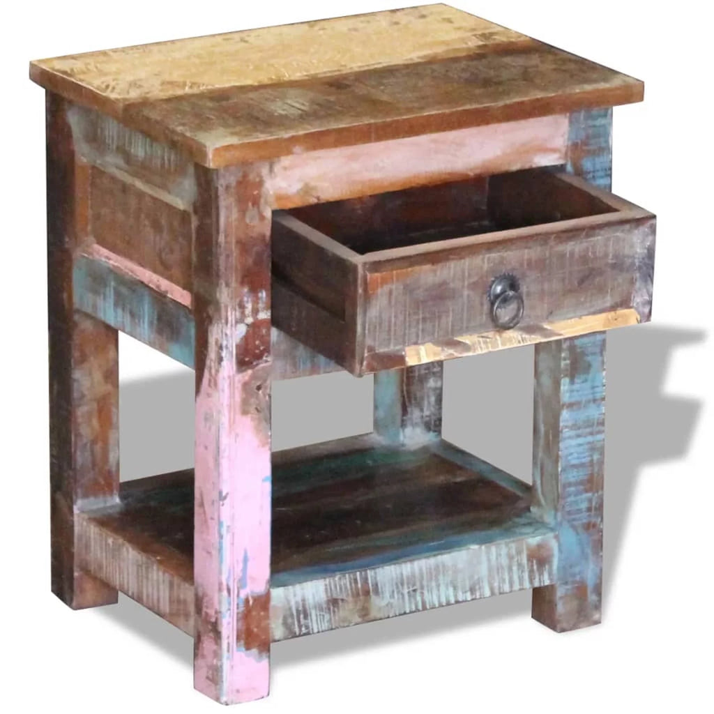 Side Table with 1 Drawer Solid Reclaimed Wood U48305