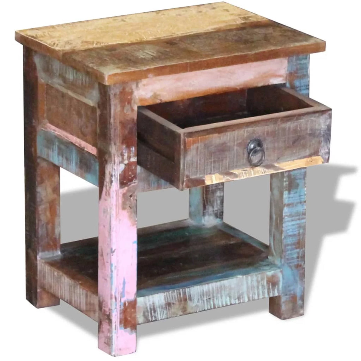 Side Table with 1 Drawer Solid Reclaimed Wood U48305