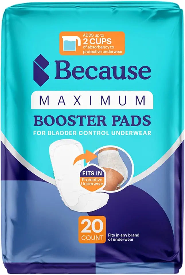 Maximum Incontinence Booster Pads, 2 Cups Extra Absorbency, 20 Count Z4915