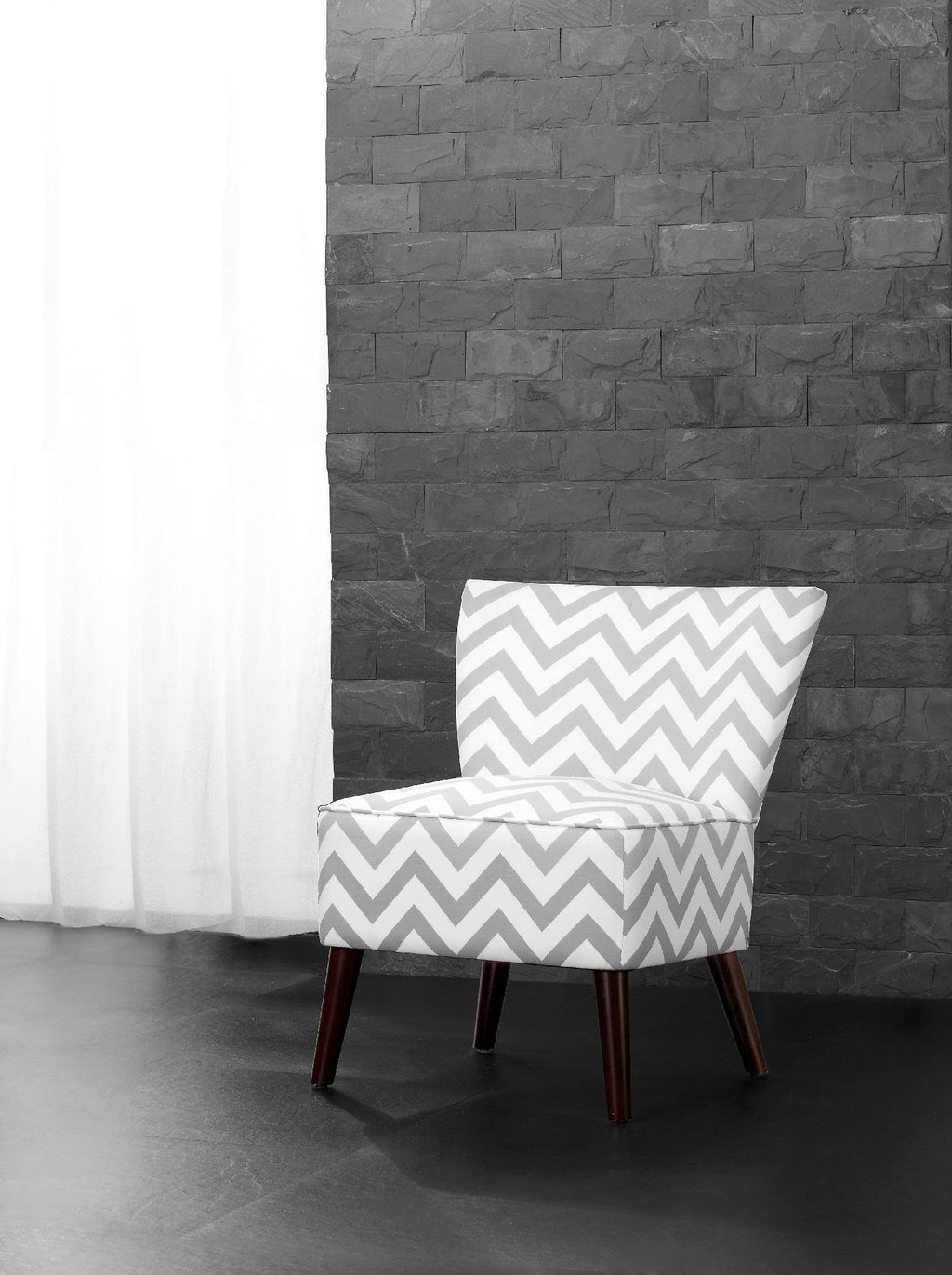 Gray Chevron Accent Chair P445
