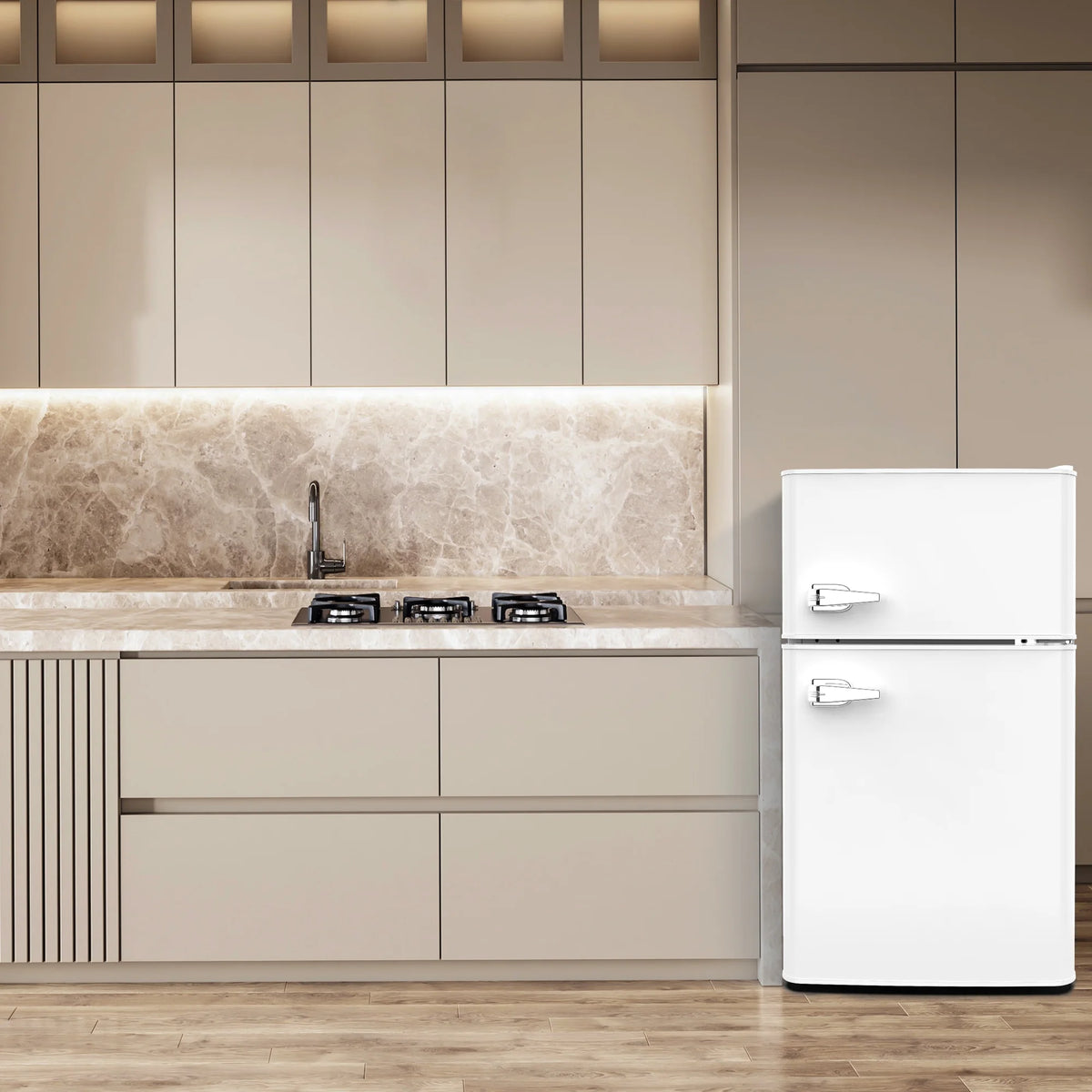 3.1 Cu.ft Mini Fridge with Freezer Two Door Stainless Steel T220588